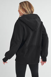 Aemi+Co Half Zip Raglan Sleeve Sweatshirt with Kangaroo Pocket - MyEmpired