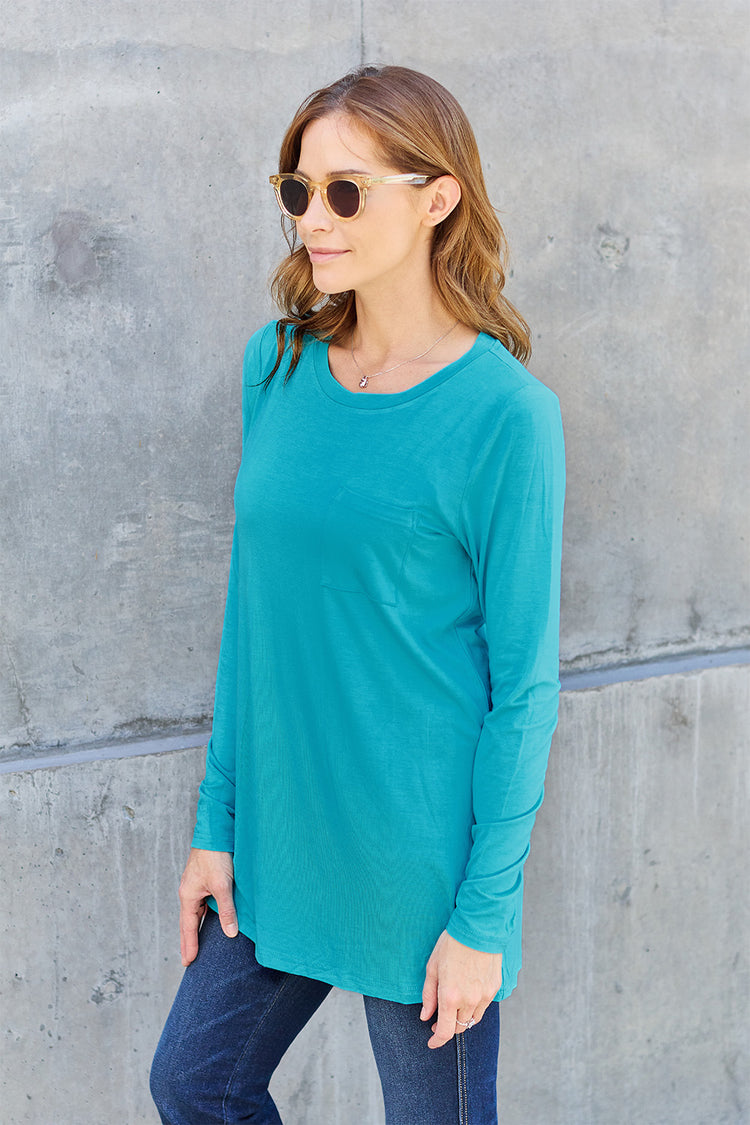 Basic Bae Full Size Round Neck Long Sleeve Top - MyEmpired