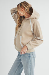 Aemi + Co Lace Detail Drawstring Hoodie with Kangaroo Pocket - MyEmpired
