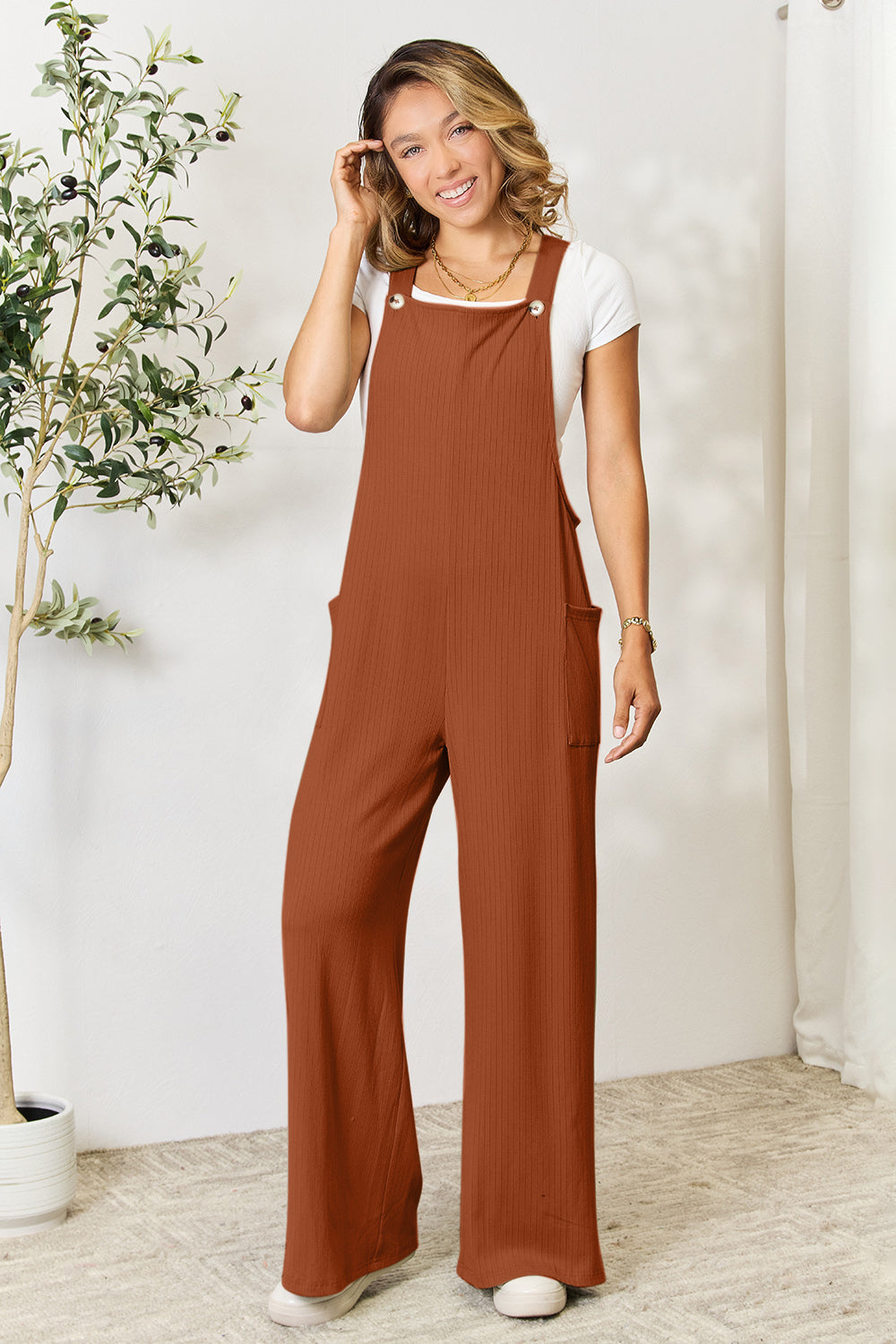 Double Take Full Size Wide Strap Overall with Pockets - MyEmpired