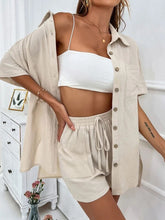 Button Up Shirt and Drawstring Shorts Set - MyEmpired