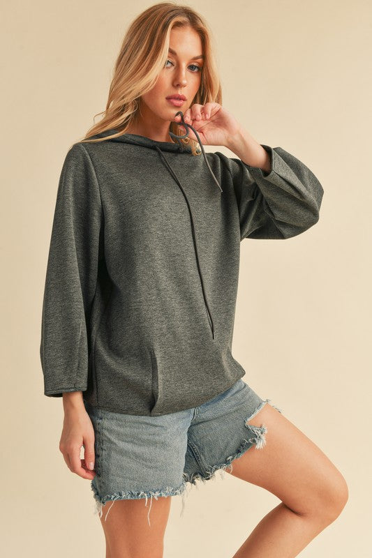 Aemi + Co Lightweight Drawstring Mock Neck Sweatshirt - MyEmpired