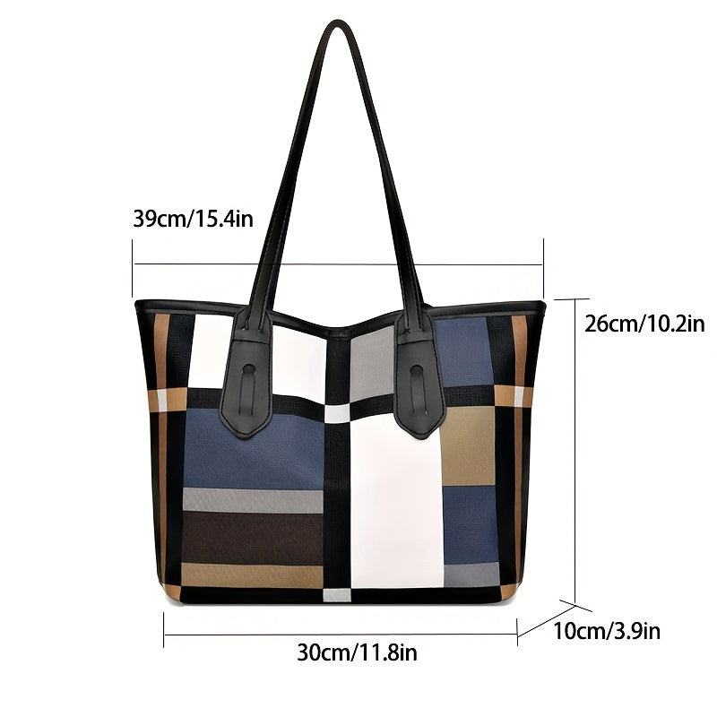 Chic Large Capacity Tote Bag for Women - Fashionable & Versatile, Lightweight Faux Leather Shoulder Bag with Zip Closure and Polyester Lining