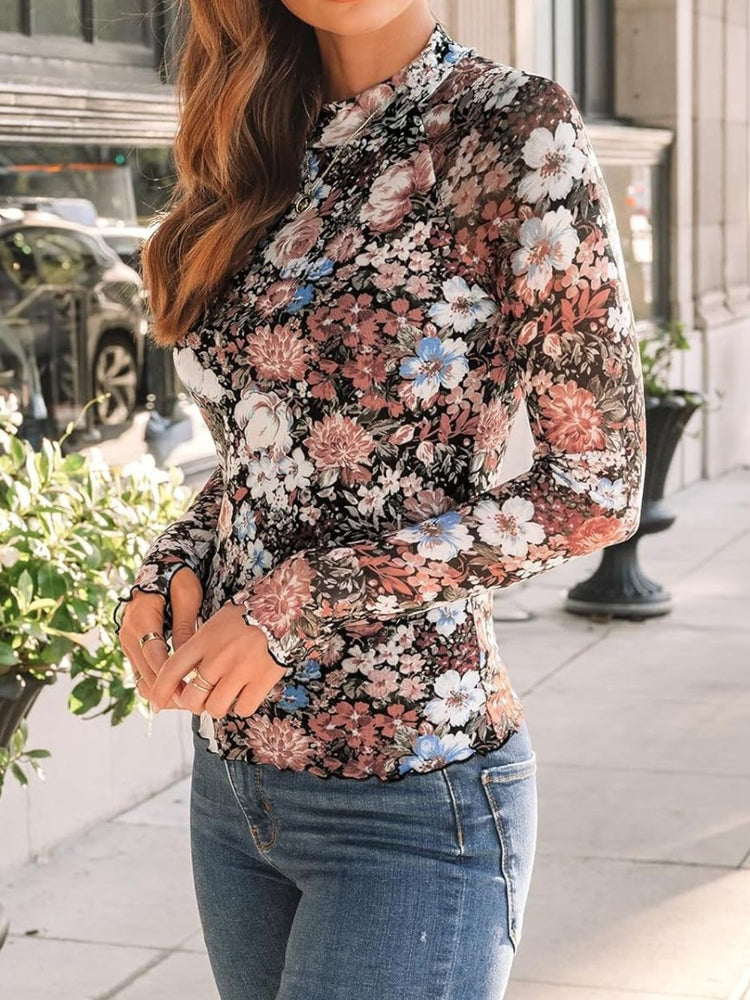 Lovelet Mock Neck Long Sleeve Top - MyEmpired
