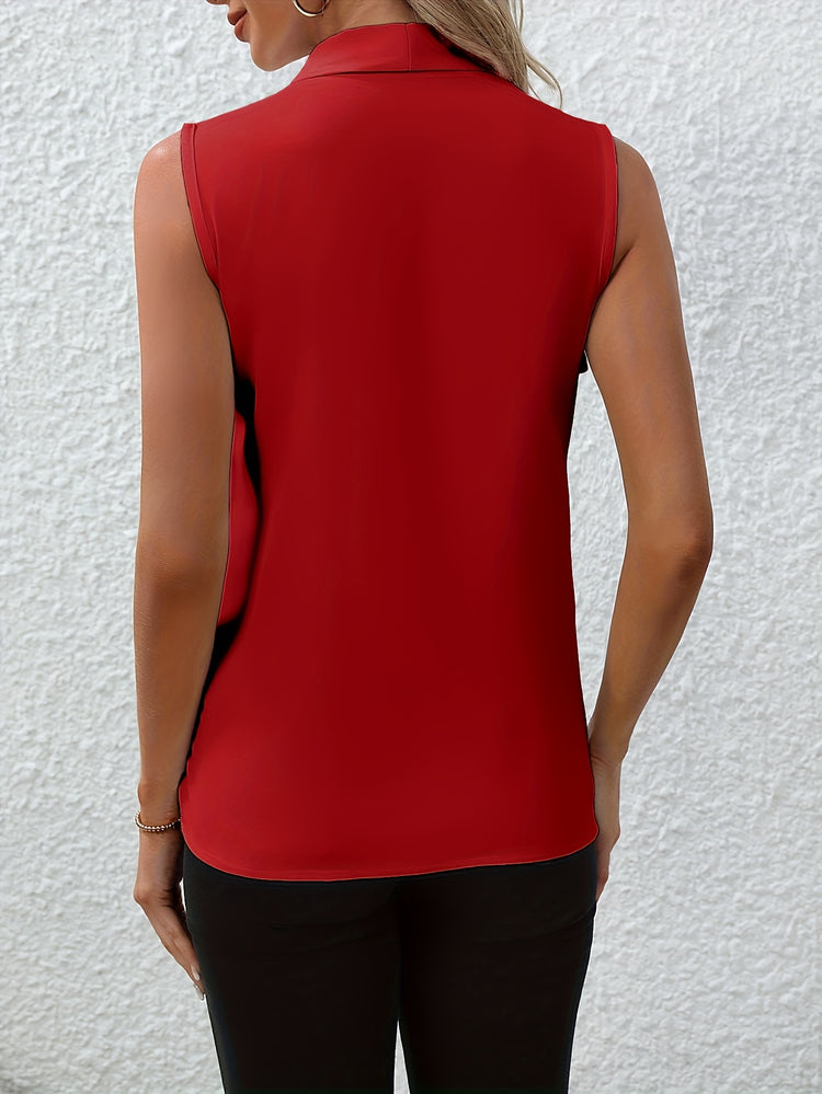 Chic V-neck Blouse, Elegant Sleeveless - MyEmpired