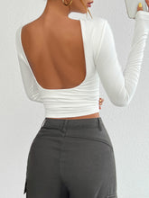Devine Backless Round Neck Long Sleeve T-Shirt - MyEmpired