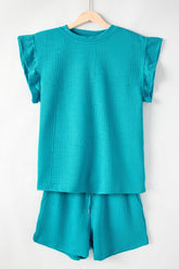 Ruffled Cap Sleeve Top and Shorts Set - MyEmpired