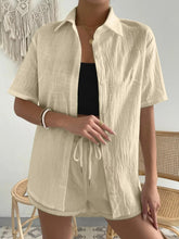 Button Up Short Sleeve Shirt and Drawstring Shorts Set - MyEmpired