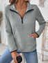 Perfee Texture Half Zip Long Sleeve Sweatshirt - MyEmpired