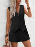 V-Neck Button Down Vest and Shorts Set - MyEmpired
