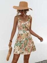 Printed Ruffled Surplice Wide Strap Mini Dress - MyEmpired