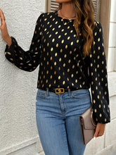 Allover Print Crew Neck Blouse, - MyEmpired