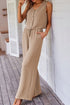 Button Down Vest and Drawstring Wide Leg Pants Set - MyEmpired