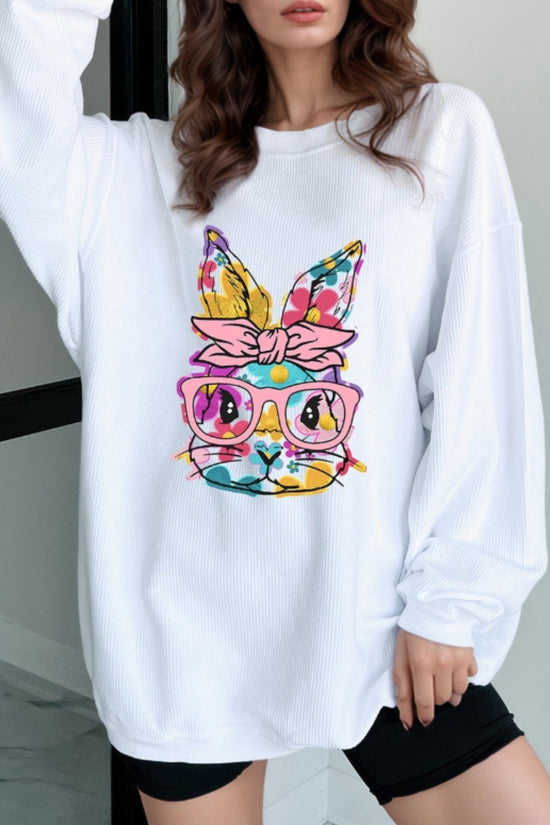Bunny Graphic Round Neck Sweatshirt - MyEmpired