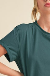 Aemi + Co Exposed Seam Round Neck Short Sleeve T-Shirt - MyEmpired