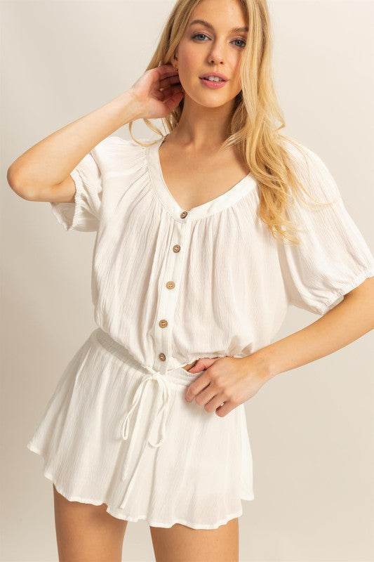 HYFVE Drawstring Hem Short Sleeve Top and Skort Set - MyEmpired
