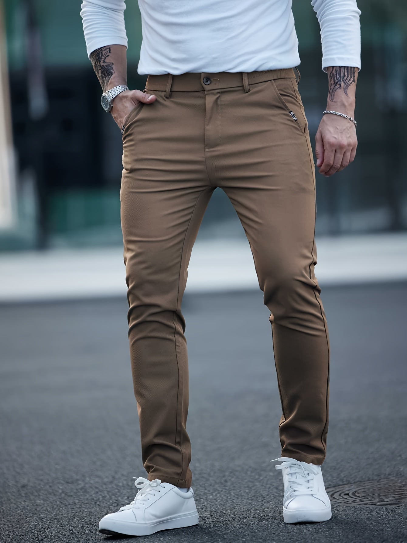 Men's Solid Color Straight Leg Pants, Casual Comfy Outdoor Trousers For Spring And Autumn As Gift