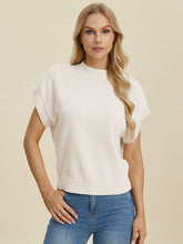 Double Take Full Size Mock Neck Short Sleeve Sweater - MyEmpired