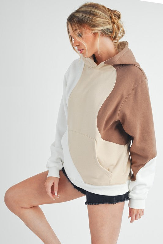 Aemi + Co Color Block Hoodie with Kangaroo Pocket - MyEmpired