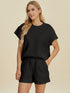 Double Take Full Size Texture T-Shirt and Shorts Set - MyEmpired