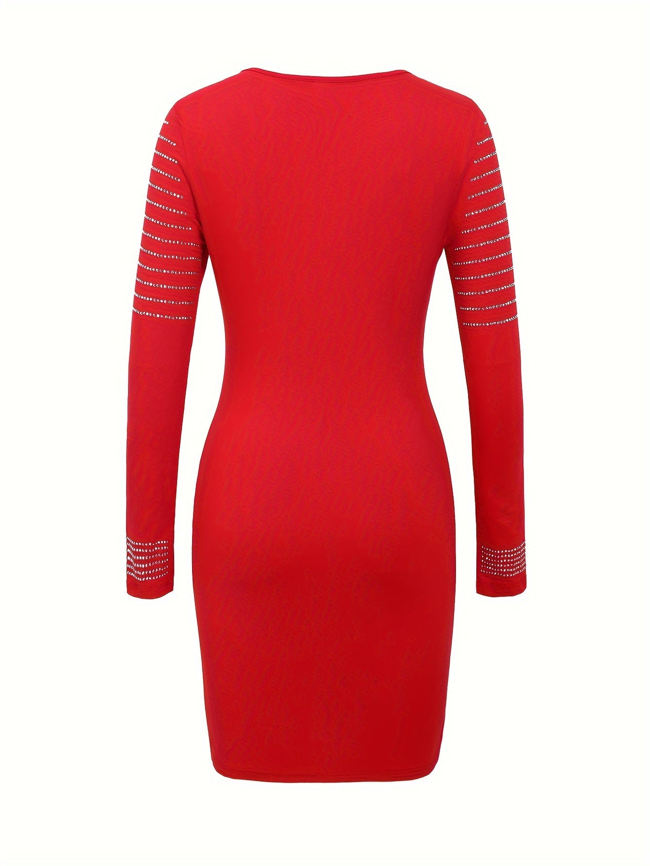 Sequin Bodycon Aline Dress, Elegant Slinky Long Sleeve Dress For Spring & Fall, Women&