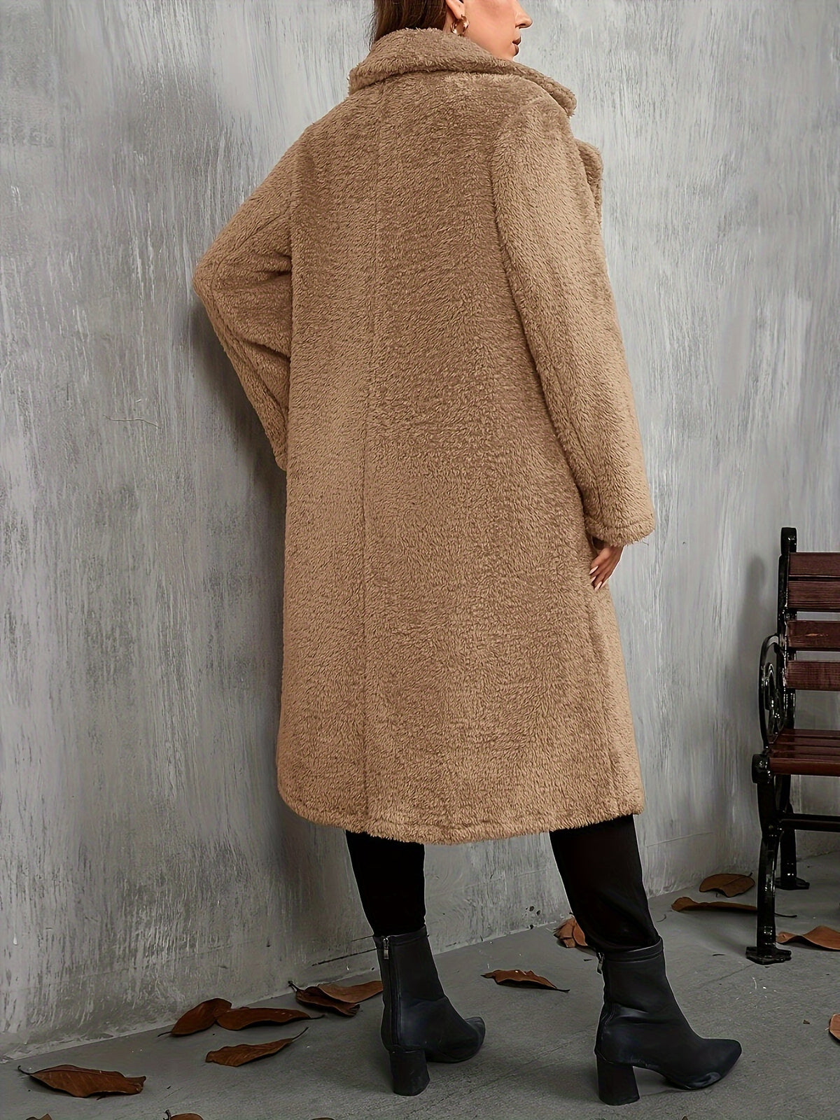 Elegant Solid Color Long Sleeve Jacket for Women - Chic Lapel Collar, Casual Long Coat for Fall/Winter, Machine Washable - MyEmpired