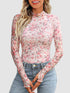 Floral Mock Neck Long Sleeve T-Shirt - MyEmpired