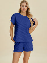 Double Take Full Size Texture T-Shirt and Shorts Set - MyEmpired