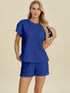 Double Take Full Size Texture T-Shirt and Shorts Set - MyEmpired
