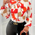 Geo Print Tie Neck Blouse - MyEmpired