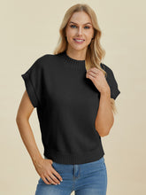 Double Take Full Size Mock Neck Short Sleeve Sweater - MyEmpired