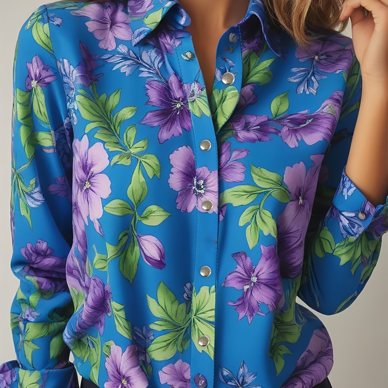 Floral Print Button Front Shirt - MyEmpired