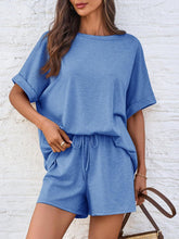 Round Neck T-Shirt and Drawstring Shorts Set - MyEmpired