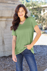 Basic Bae Bamboo Full Size V-Neck Short Sleeve T-Shirt - MyEmpired