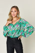 Double Take Full Size Printed Balloon Sleeve Blouse - MyEmpired
