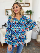 Double Take Full Size Printed Balloon Sleeve Blouse - MyEmpired
