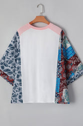 Peace Desert Graphic Asymmetric Printed Patchwork Sleeve Top - MyEmpired