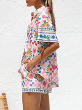 Printed Button Down Short Sleeve Top and Shorts Set - MyEmpired