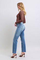 Judy Blue Full Size Run Vintage Wash Thermal Straight Jeans - MyEmpired