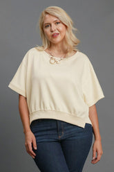 Umgee Full Size Lightweight Cropped Sweatshirt Plus Size - MyEmpired