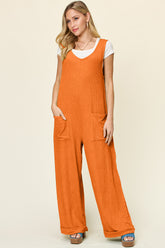 Double Take Full Size Texture Sleeveless Wide Leg Jumpsuit - MyEmpired