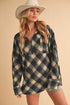 Aemi + Co Slit Plaid Half Zip Drop Shoulder Top - MyEmpired