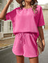 Waffle-Knit Half Sleeve Top and Shorts Set - MyEmpired
