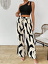 Cutout One Shoulder Top and Printed Pants Set - MyEmpired