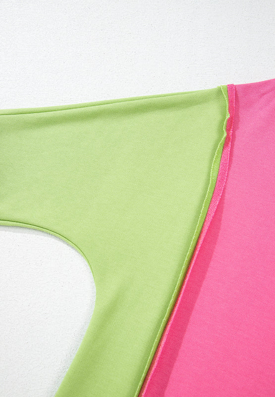 Exposed Seam Color Block Long Sleeve Sweatshirt - MyEmpired