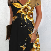 Floral Print V-neck Dress - MyEmpired