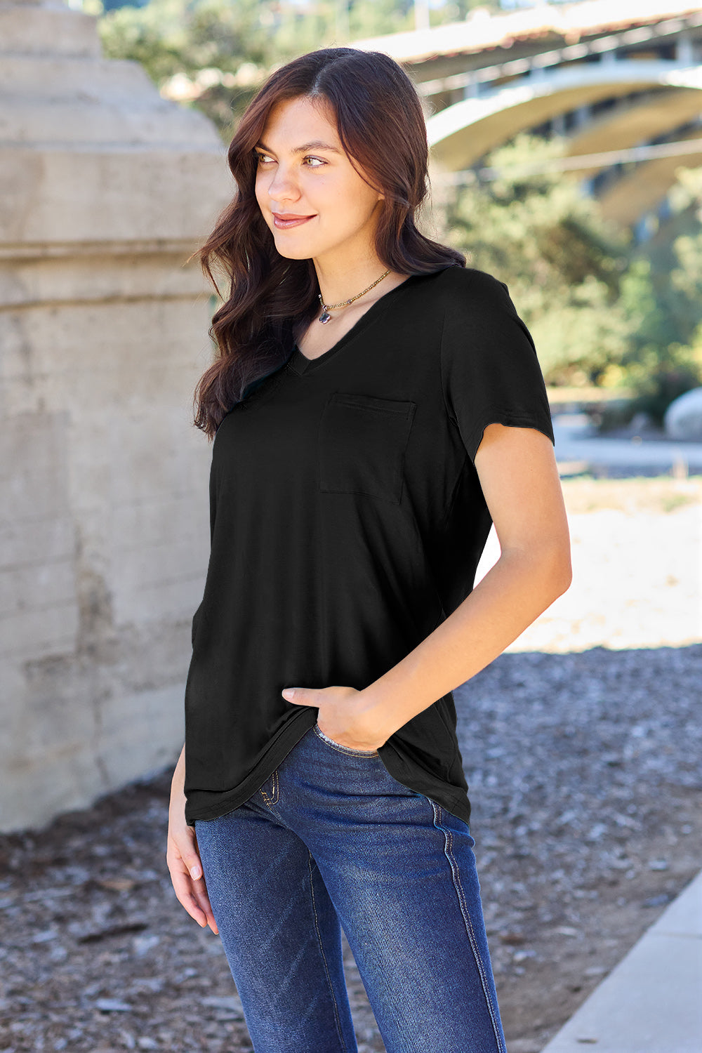 Basic Bae Bamboo Full Size V-Neck Short Sleeve T-Shirt - MyEmpired