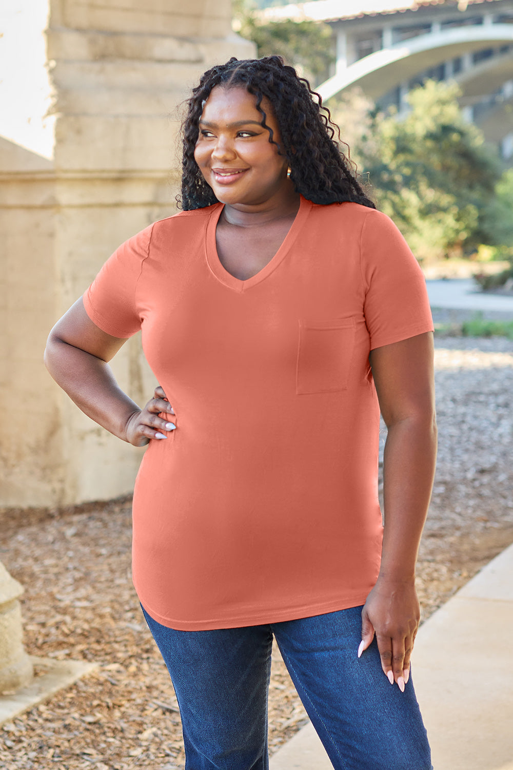 Basic Bae Bamboo Full Size V-Neck Short Sleeve T-Shirt - MyEmpired