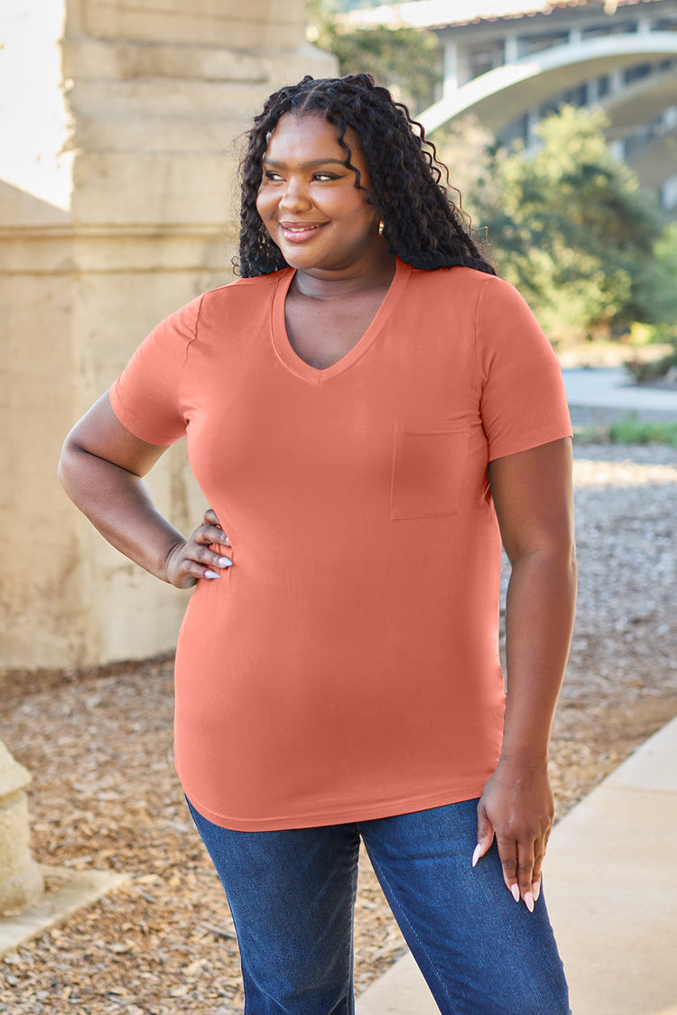 Basic Bae Bamboo Full Size V-Neck Short Sleeve T-Shirt - MyEmpired