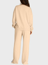 Round Neck Long Sleeve Top and Slit Pants Set - MyEmpired